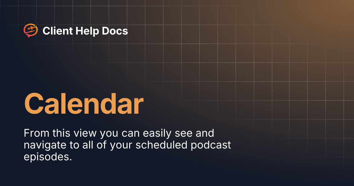 Calendar | Client Help Docs